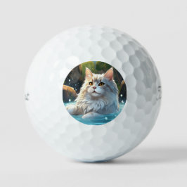 Die Katze, die einen heißen Frühling genießt: Golf Golfball