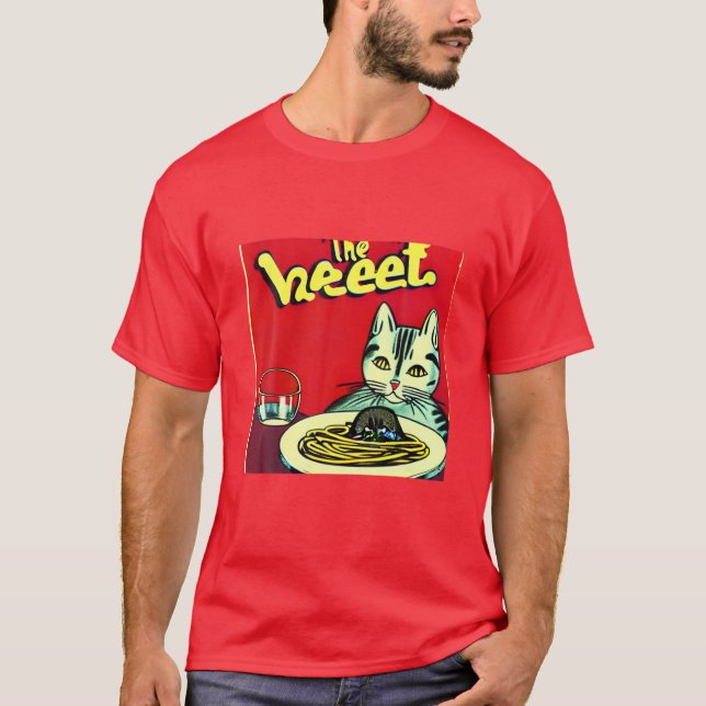 Die Katze, die Spaghetti Lieben Funny Kitten Kitty T-Shirt (Vorderseite)