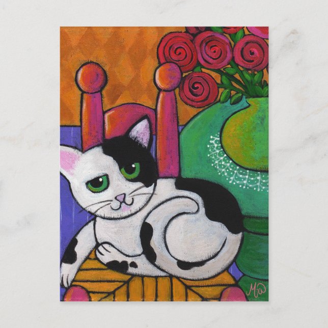 Die Katze entdecken Postkarte (Vorderseite)