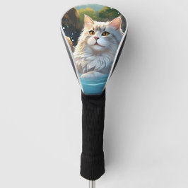 Die Katze genießt einen heißen Frühling: Golf Head Golf Headcover