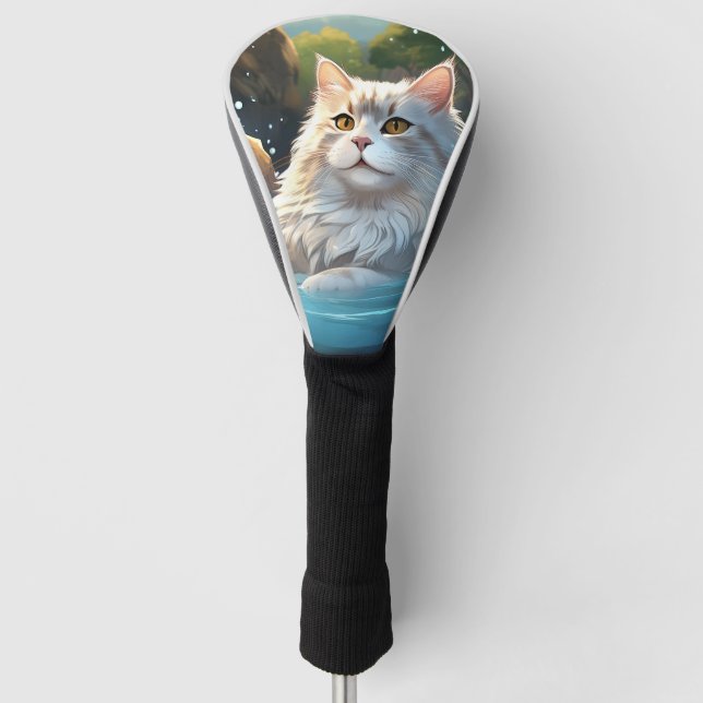 Die Katze genießt einen heißen Frühling: Golf Head Golf Headcover (Vorderseite)