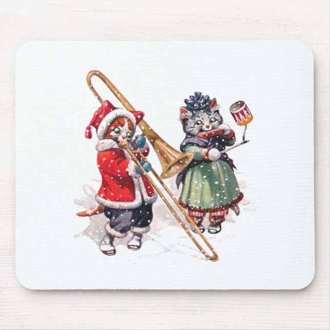 Die Katze legt die Knochen im Schnee Mousepad (Vorne)