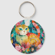 Die Katze mit auffälligen grünen Augen im Blumenga