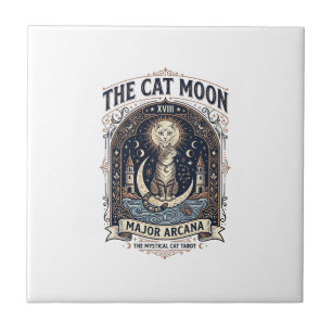Die Katze Mond Katze Tarot Karte Major Arcana Vint Fliese