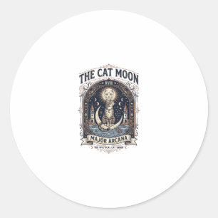 Die Katze Mond Katze Tarot Karte Major Arcana Vint Runder Aufkleber