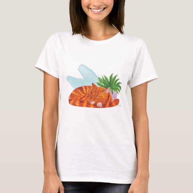 Die Katze schläft ... Die Katze tut so, als würde  T-Shirt (Vorderseite)