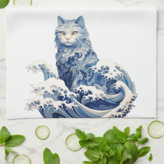 Die Katze schwindet von Kanagawa Geschirrtuch
