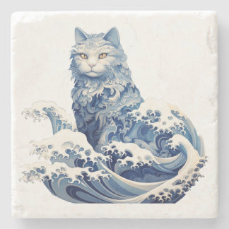 Die Katze schwindet von Kanagawa Steinuntersetzer