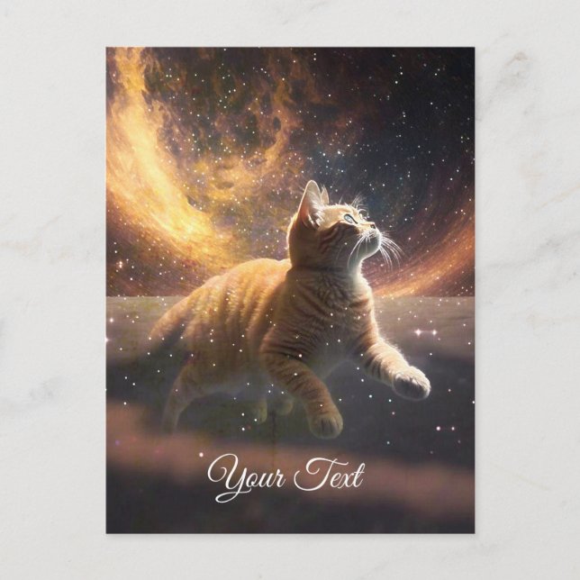 Die Katze spielt mit den Sternen. Postkarte (Vorderseite)