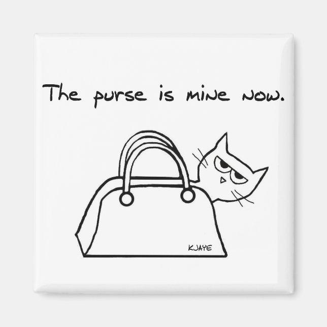 Die Katze stiehlt deine Tasche - Funny Cat Magnet (Vorne)