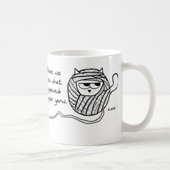 Die Katze stiehlt Ihr Garn - lustige Kaffeetasse (Rechts)