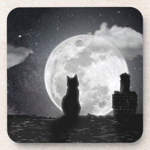 Die Katze träumt vom Mond Getränkeuntersetzer
