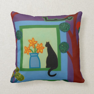 Die Katze von schiefwinkligem Halbmond 2008 Kissen