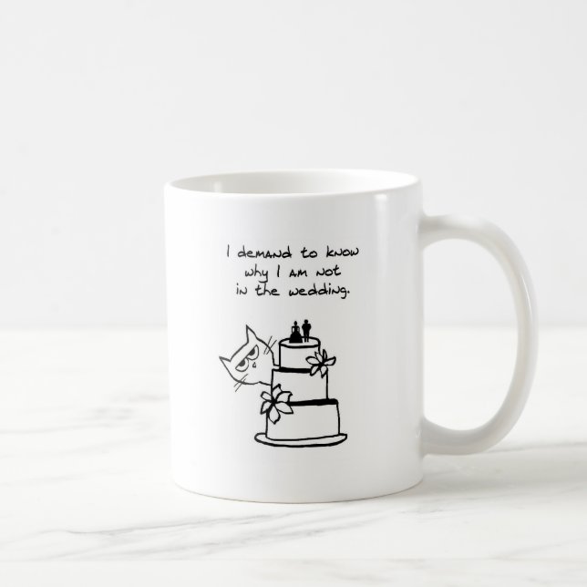 Die Katze zerschmettert die Hochzeit - lustige Kaffeetasse (Rechts)