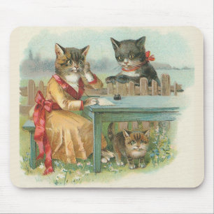 "Die Katzen-Familie" Vintages Mousepad