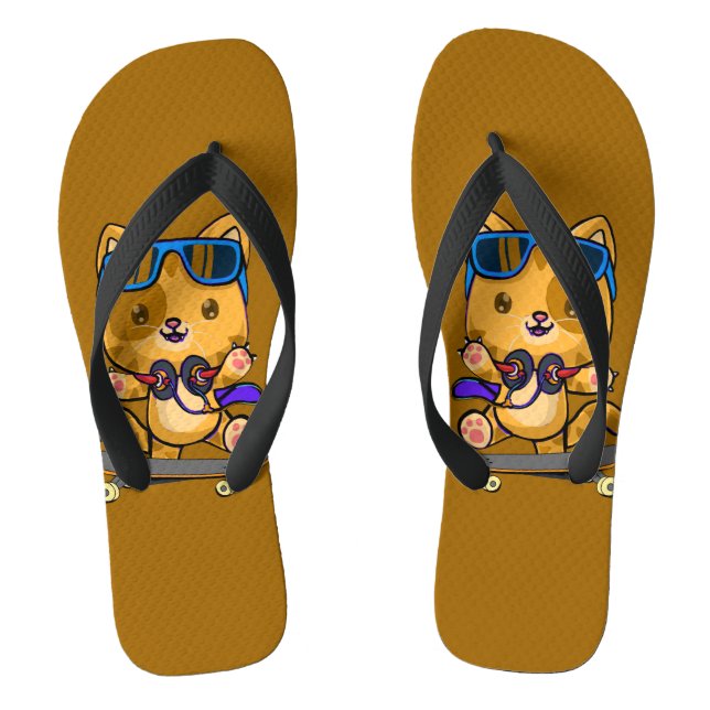 die Katzen rufen, und ich muss gehen, meow Flip Flops (Fußbett)