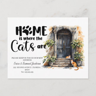 Die Katzen sind umgezogen! Ankündigungspostkarte