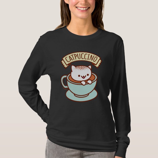 Die Katzen-T - Shirt-lange Hülse der Frauen - T-Shirt (Vorderseite)