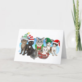 Die Katzen und die Crew Weihnachtskarte 5" x 7" Feiertagskarte