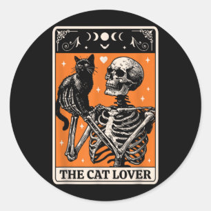 Die Katzenliebhaber-Tarotkarte - Schwarze Katze un Runder Aufkleber
