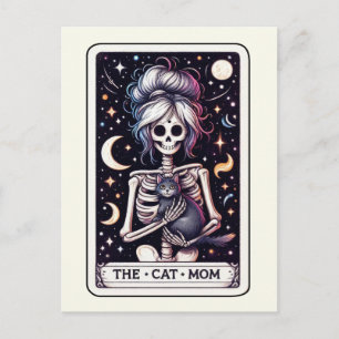 Die Katzenmutter Tarot Kunst Hexenskelett Postkarte