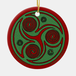 Die keltische WeihnachtsSpiralen-Verzierung Keramik Ornament