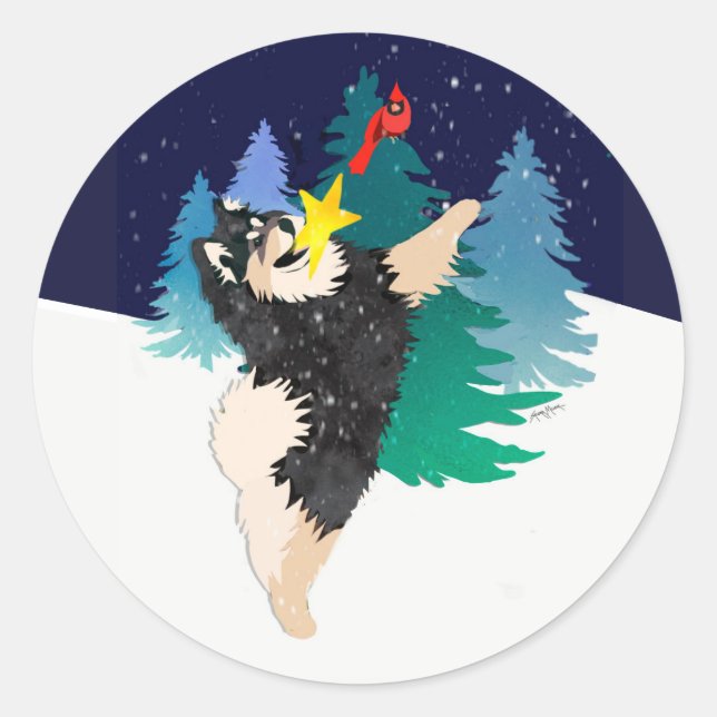 Die keltischen finnischen Lapphund-Aufkleber Runder Aufkleber (Vorderseite)