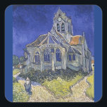 Die Kirche in Auvers von Vincent Van Gogh Quadratischer Aufkleber<br><div class="desc">Die Kirche in Auvers von Vincent Van Gogh Square Sticker</div>