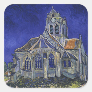 Die Kirche in Auvers von Vincent van Gogh Quadratischer Aufkleber