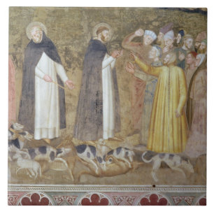 Die Kirche militant und triumphierend, Detail von Fliese