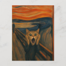 Die klassische Kunstparodie der schreienden Katze, Postkarte