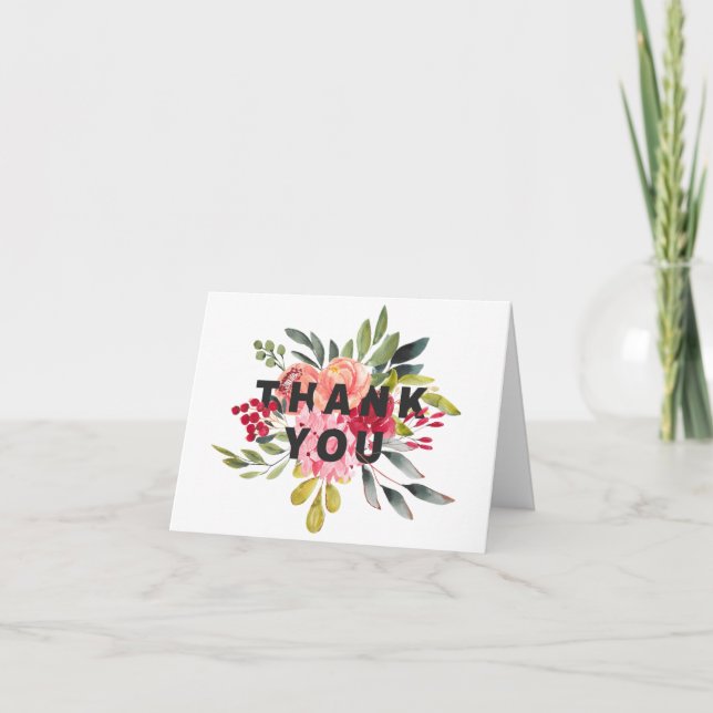 Die klassischen Blumen Watercolor-Blumen danken Dankeskarte (Vorderseite)