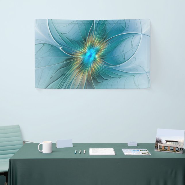 Die kleine Beauty Modern Blue Gold Fraktal Blume Banner (Messeveranstaltung)
