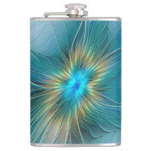 Die kleine Beauty Modern Blue Gold Fraktal Blume