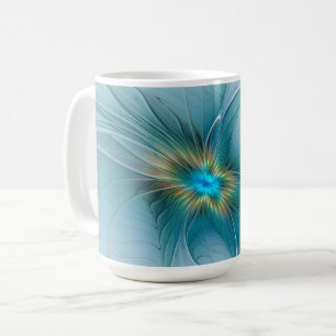 Die kleine Beauty Modern Blue Gold Fraktal Blume Kaffeetasse