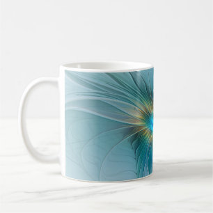 Die kleine Beauty Modern Blue Gold Fraktal Blume Kaffeetasse
