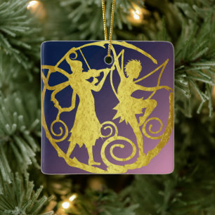 Die kleine Fee und die Elfe Keramikornament
