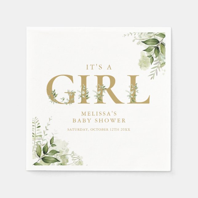 Die kleine Gärtnerei mit dem Gold Letter Baby Dusc Serviette (Vorderseite)