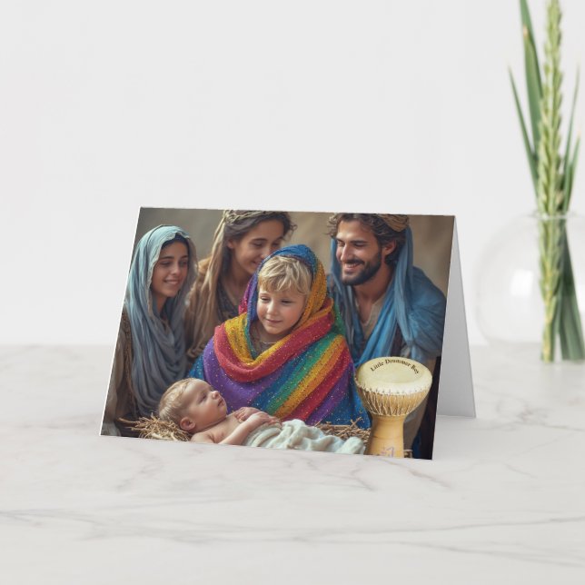 Die kleine Gay Drummer Boy LGBTQIA+ Weihnachtskart Karte (Vorderseite)
