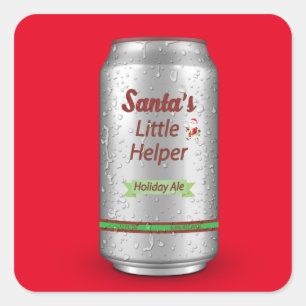 Die kleine Helferbierkiste des Weihnachtsmanns Quadratischer Aufkleber