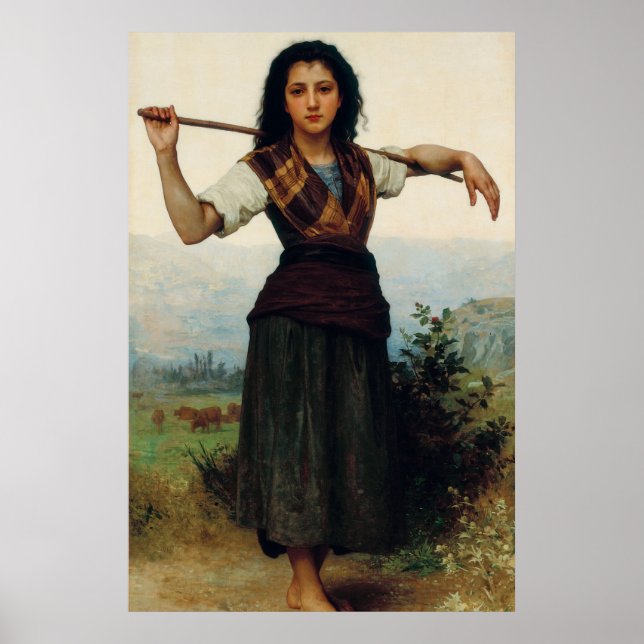 Die kleine Hirtin von Bouguereau Poster (Vorne)