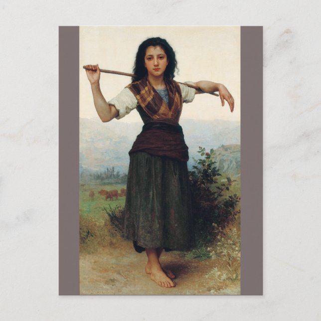Die kleine Hirtin von Bouguereau Postkarte (Vorderseite)
