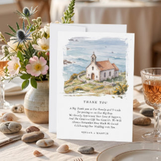 Die kleine Kapelle am Meer Hochzeit Dankeskarte