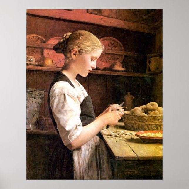 Die kleine Kartoffelschälerin Poster (Vorne)