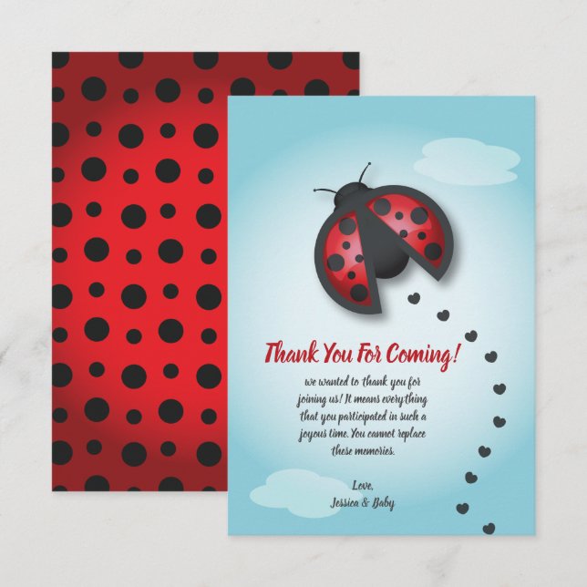 Die kleine Ladybug aus Blauer und Rotem Himmel ist Dankeskarte (Vorne/Hinten)
