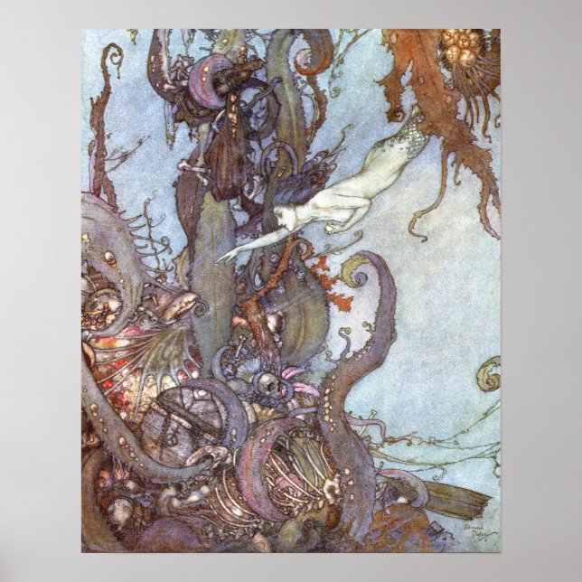Die kleine Meerjungfrau von Edmund Dulac Poster (Vorne)
