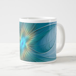 Die kleine Schönheit Moderne Blaue Goldene Fraktal Jumbo-Tasse
