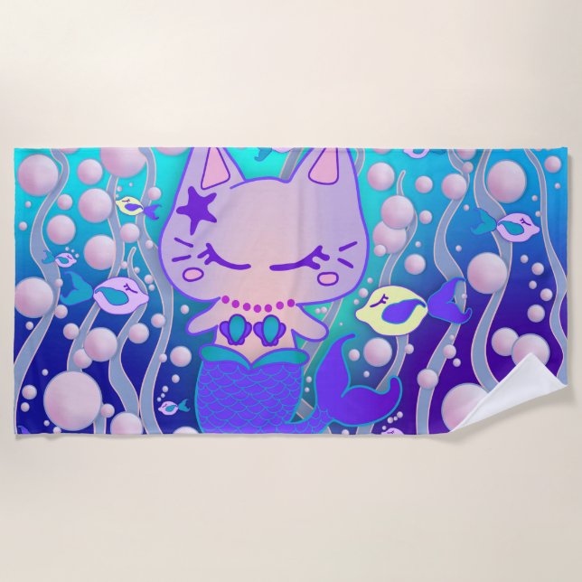 die kleine, überzogene Unterwasser-Kawaii-Katze Me Strandtuch (Vorderseite)