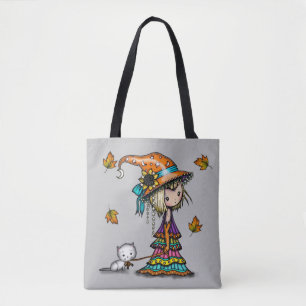 Die kleine Wanderer-Hexe und Katze-Halloween-Kunst Tasche