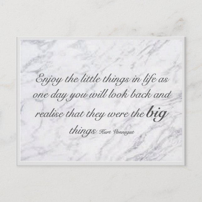 Die kleinen Dinge im Leben genießen Postkarte (Vorderseite)